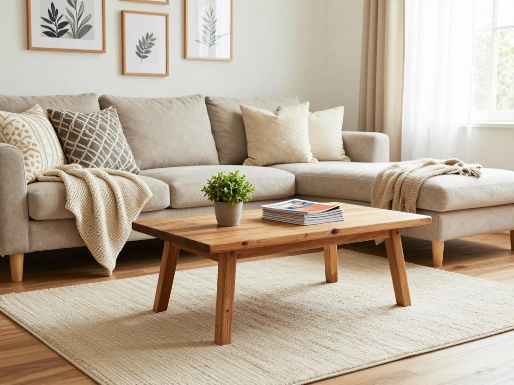 Budget coffee table in a refreshed living room design