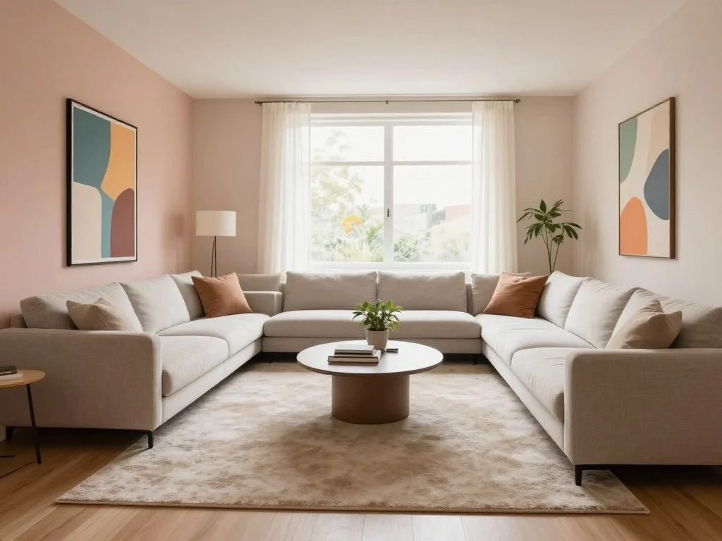 Sofa and coffee table arrangement in narrow space