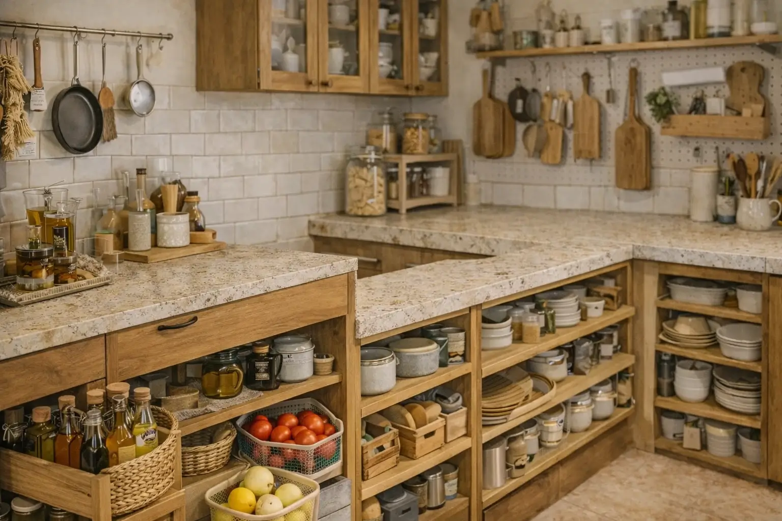 Styled kitchen decor with organized counters
