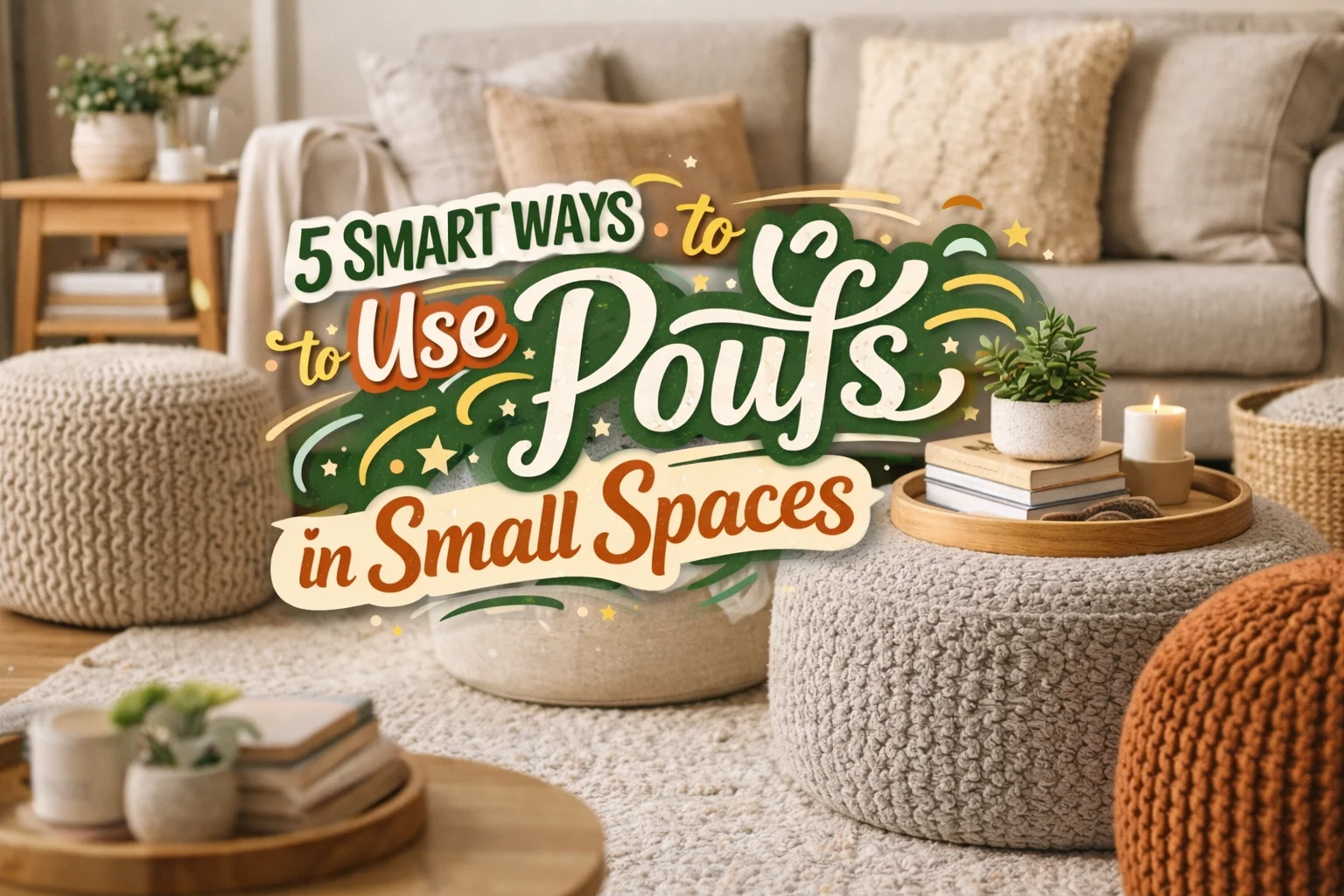 Poufs used in small spaces near entry